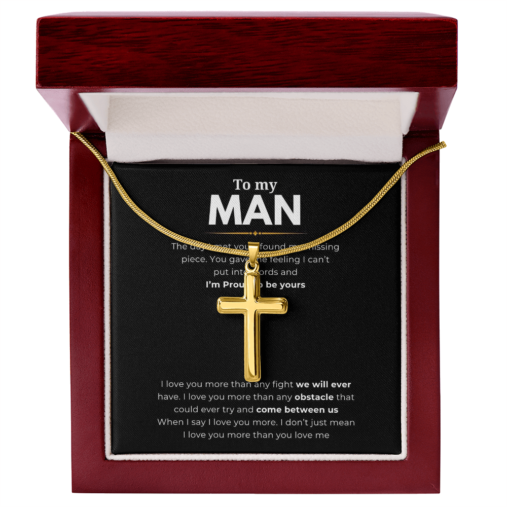 To My Man Artisan Cross Necklace with Snake Chain