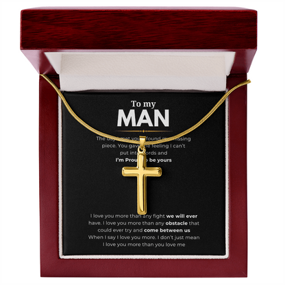 To My Man Artisan Cross Necklace with Snake Chain