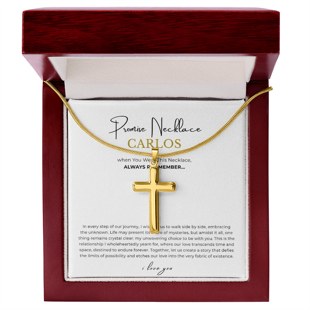 Prosonalized Promise Cross Necklace with Snake Chain
