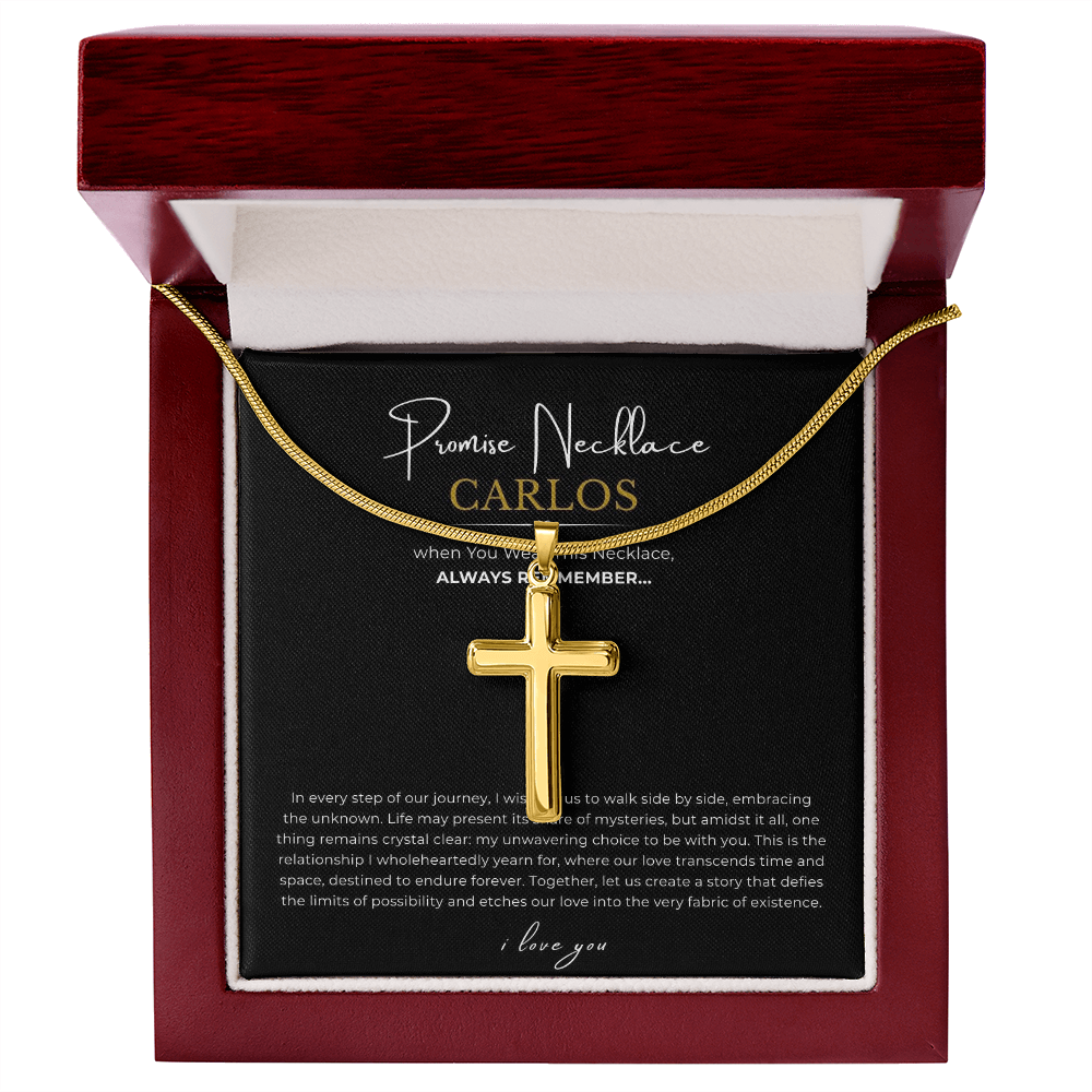 Prosonalized Promise Cross Necklace with Snake Chain