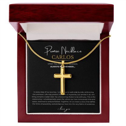 Prosonalized Promise Cross Necklace with Snake Chain