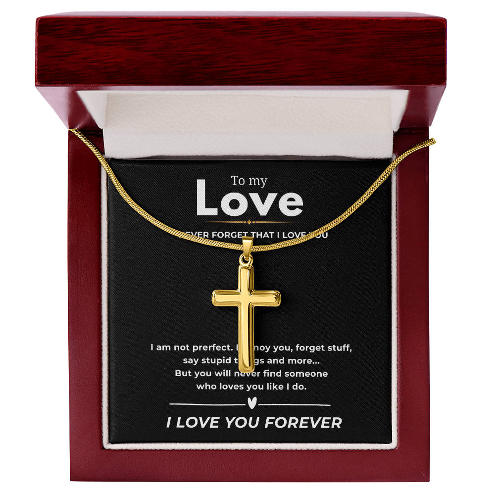 To My Love Artisan Cross Necklace with Snake Chain