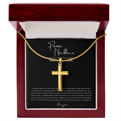Promise Cross Necklace with Snake Chain
