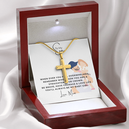 To My Son Artisan Cross Necklace with Snake Chain