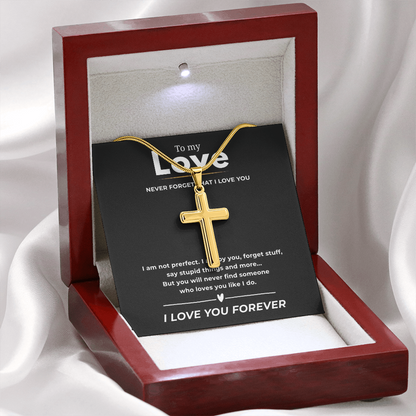 To My Love Artisan Cross Necklace with Snake Chain