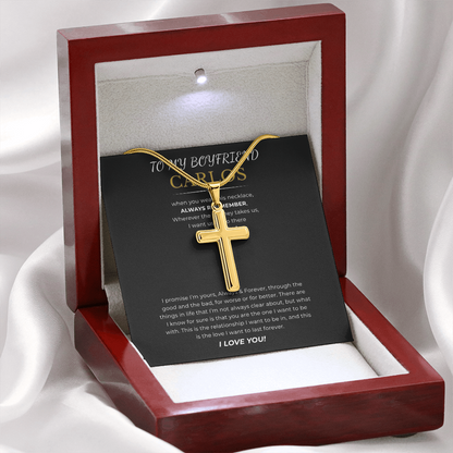 Prosonalized Promise Cross Necklace with Snake Chain