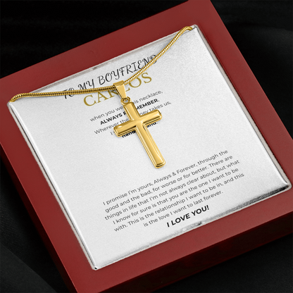 Prosonalized Promise Cross Necklace with Snake Chain