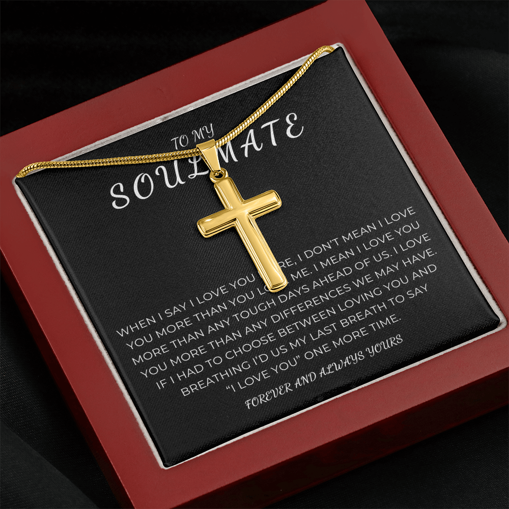 To My Soulmate Cross Necklace with Snake Chain