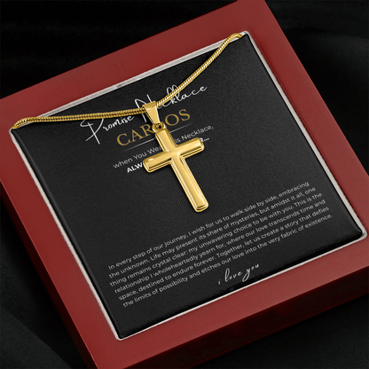 Prosonalized Promise Cross Necklace with Snake Chain