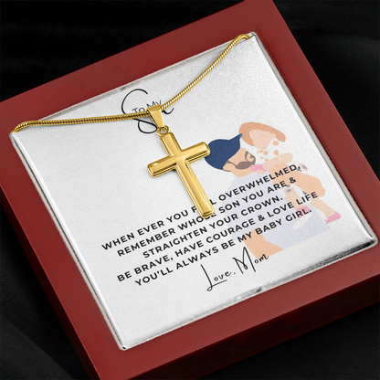 To My Son Artisan Cross Necklace with Snake Chain