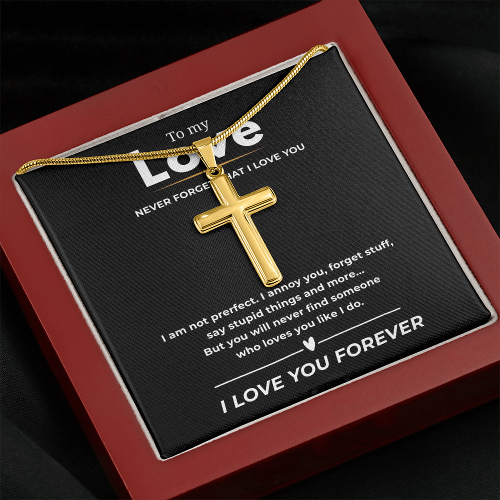 To My Love Artisan Cross Necklace with Snake Chain