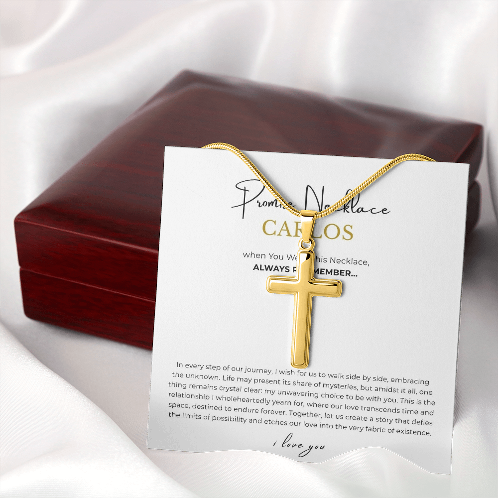 Prosonalized Promise Cross Necklace with Snake Chain