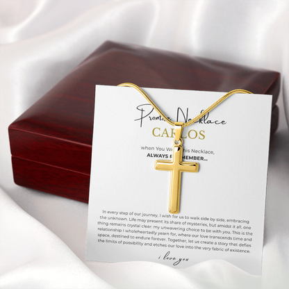 Prosonalized Promise Cross Necklace with Snake Chain
