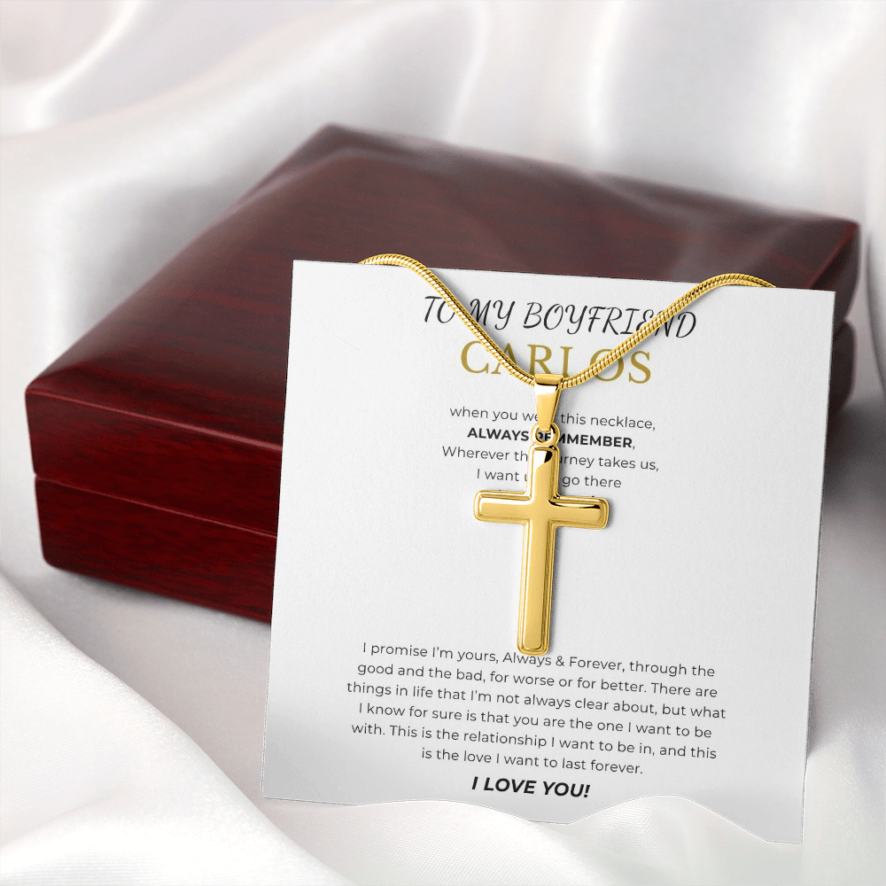 Prosonalized Promise Cross Necklace with Snake Chain