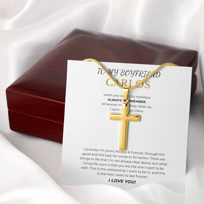 Prosonalized Promise Cross Necklace with Snake Chain