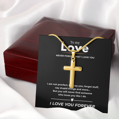To My Love Artisan Cross Necklace with Snake Chain