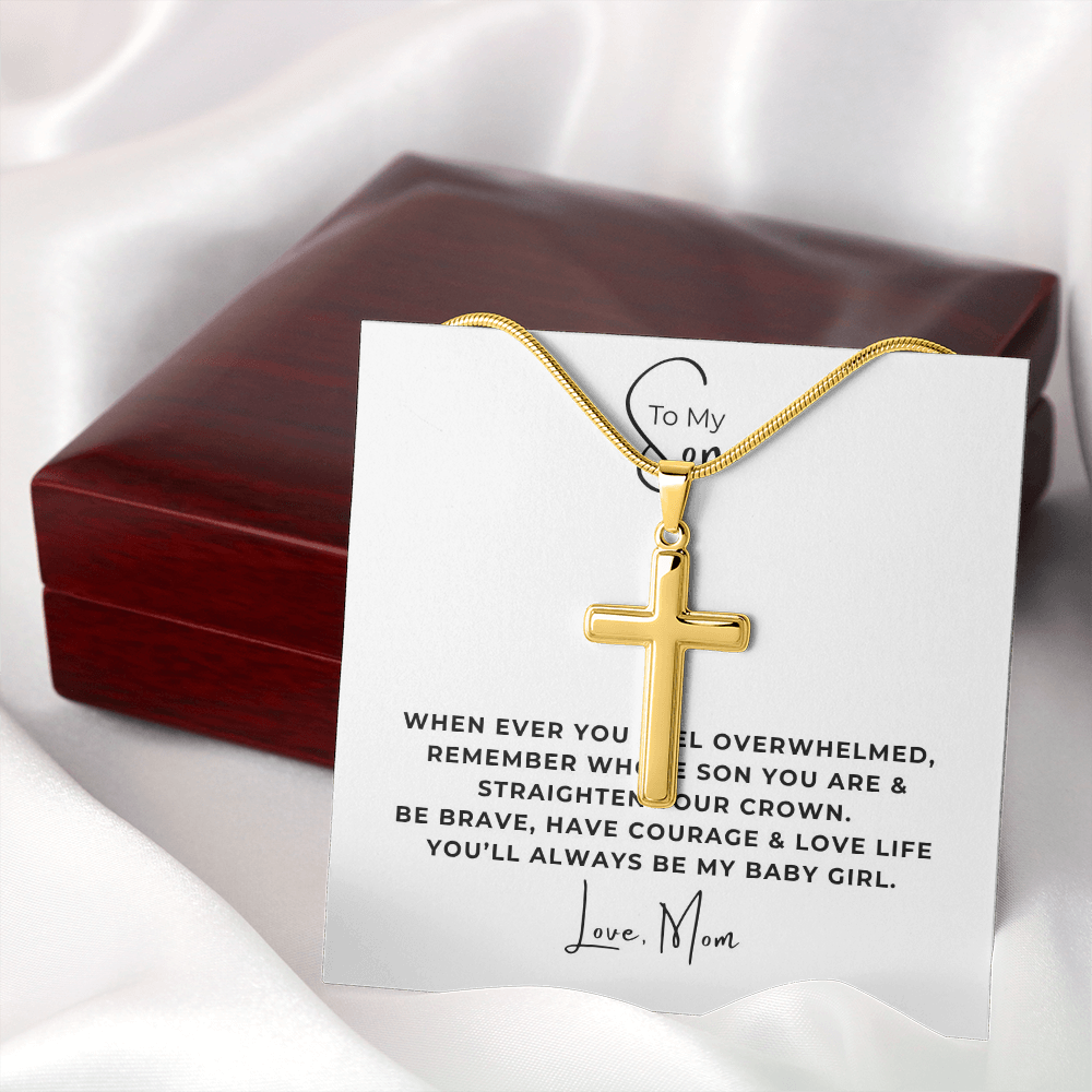 To My Son Artisan Cross Necklace with Snake Chain