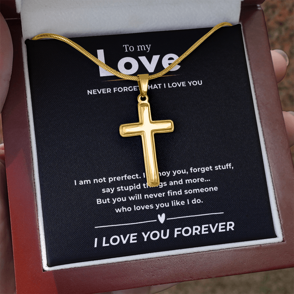 To My Love Artisan Cross Necklace with Snake Chain
