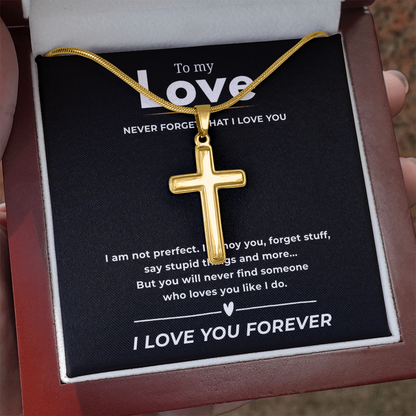 To My Love Artisan Cross Necklace with Snake Chain