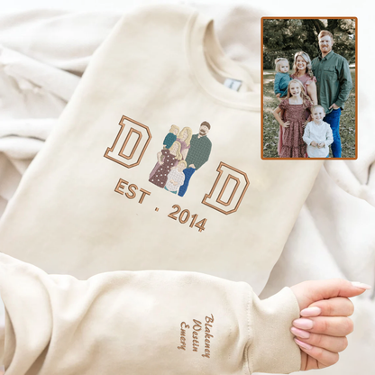 Father's Day Personalized Embroidered Family Photo Hoodie Sweatshirt T-Shirt