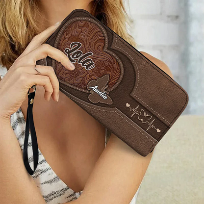 Personalized Grandma's Little Sweethearts Leather Long Wallet