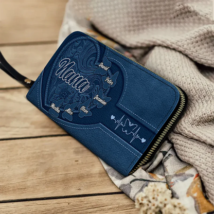 Personalized Grandma's Little Sweethearts Leather Long Wallet
