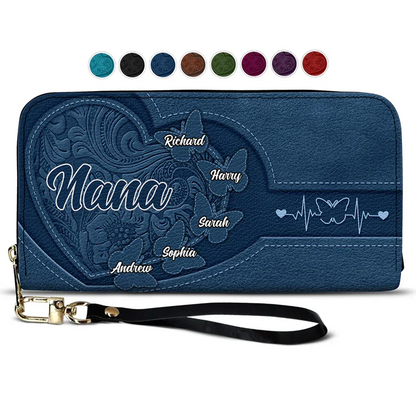 Personalized Grandma's Little Sweethearts Leather Long Wallet