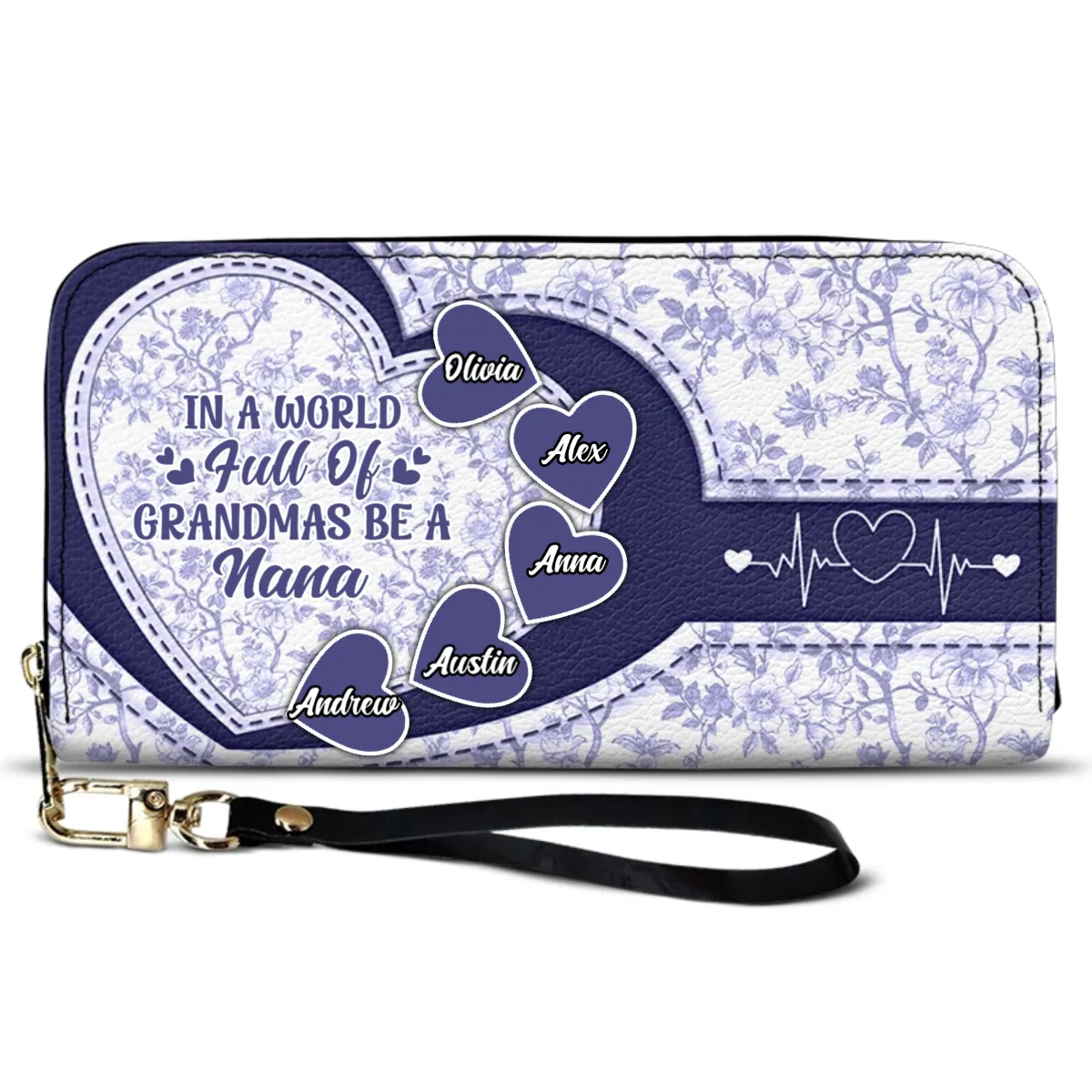 Personalized In The World Full Of Grandmas Icon Leather Long Wallet