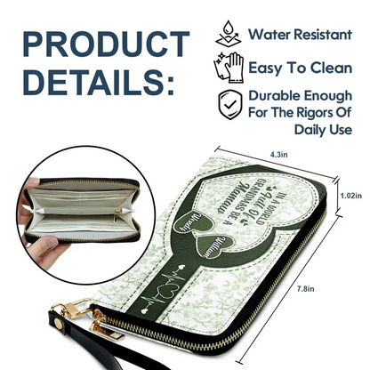 Personalized In The World Full Of Grandmas Icon Leather Long Wallet