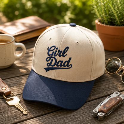 Embroidered Girl Dad Two Tone Hat, Father's Day Gift Cap, Custom Dad Trucker Hat, Baseball Cap For Dad, Gift For New Dad