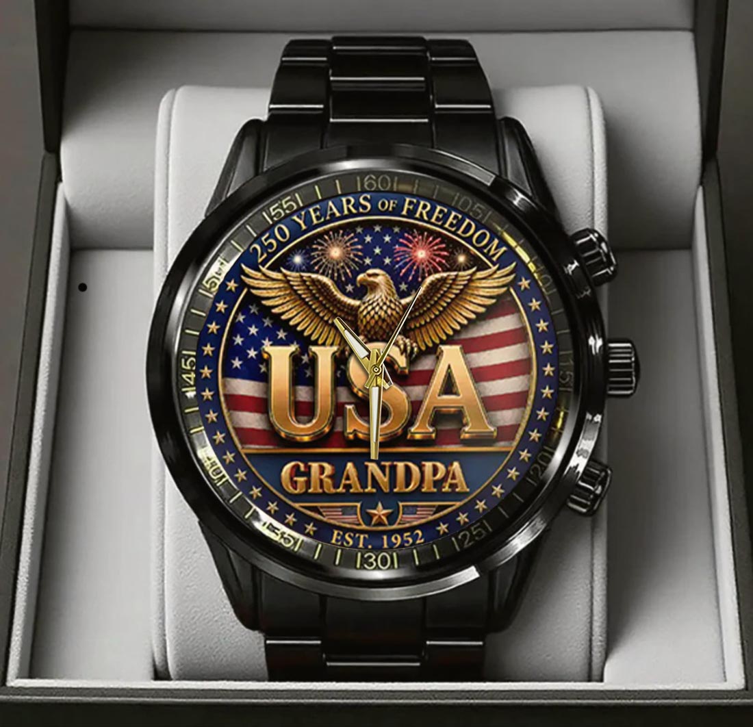 Personalized 250th Independence Day for Grandpa Watch