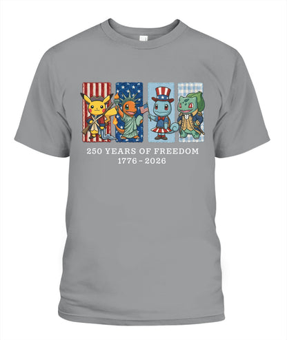 Pokemon 250 Years of Freedom 1776–2026 Patriotic Embroidered Graphic Quarter-Zip Sweatshirt, Hoodie Sweatshirt T-Shirt