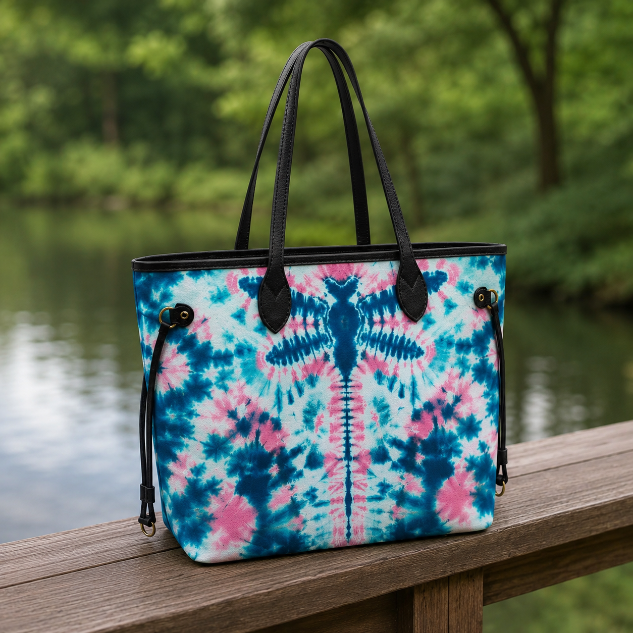 Vibrant Dragonfly Colorful Tie-Dye Spiral Women's Large PU Bag