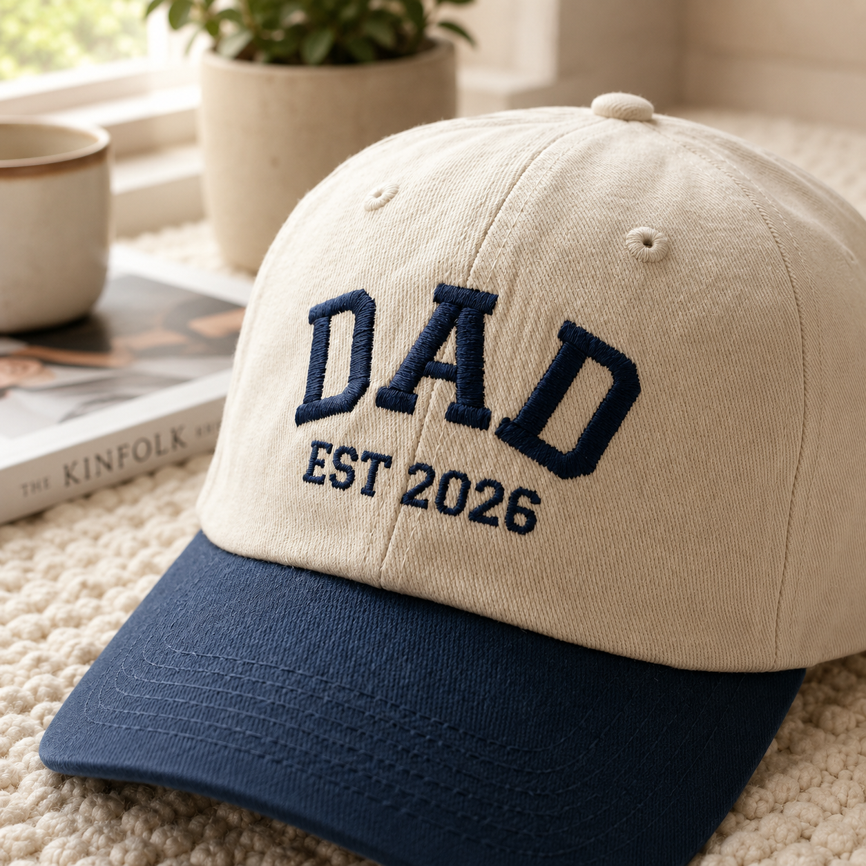 Embroidered Custom Two Tone Dad Hat, Retro Dad Cap, Personalized Dad Est 2026 Cap, New Dad Hat
