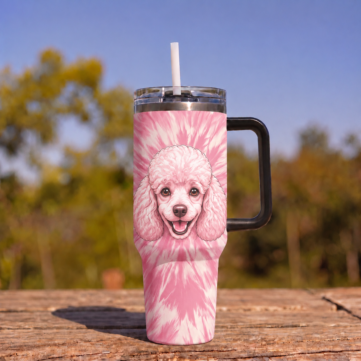 Cute Puppy Tie-Dye Stainless Steel Tumbler - Personalized 40oz Tumbler