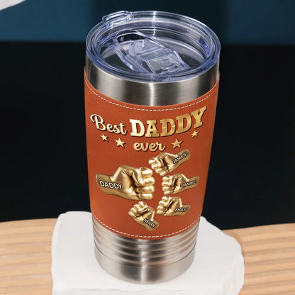Personalized Custom Gold Best DAD Leather Tumbler