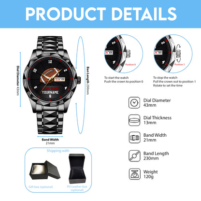 American Football Personalized Team Name & Name Quartz Watch