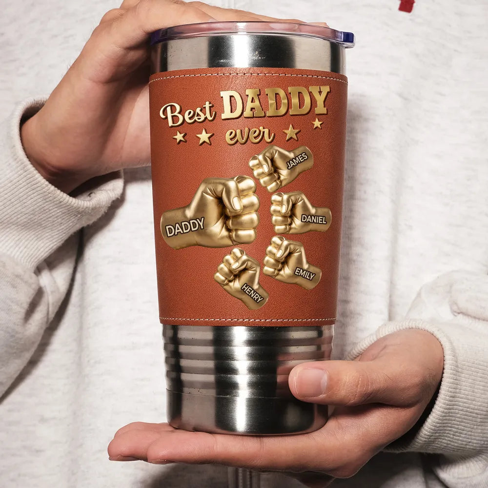Personalized Custom Gold Best DAD Leather Tumbler