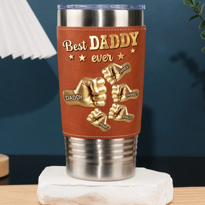 Personalized Custom Gold Best DAD Leather Tumbler