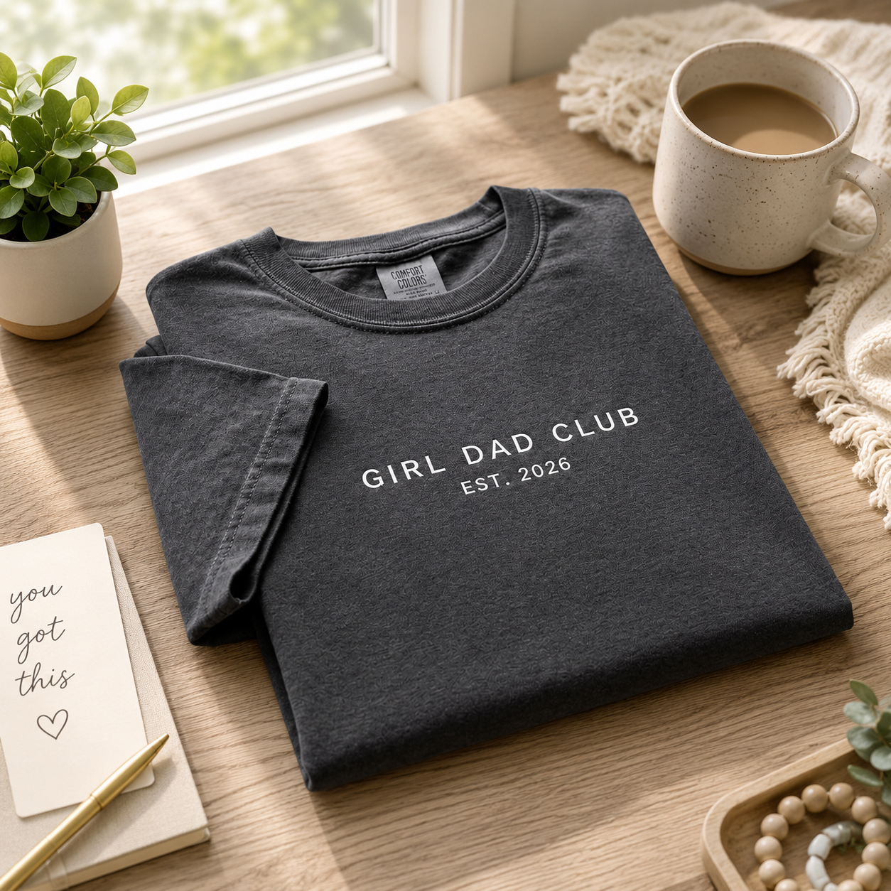 Embroidered Girl Dad Club Shirt, Minimalist Girl Dad Tee, Custom EST Fathers Day Shirt, Daddy Girl Apparel, New Dad Gift