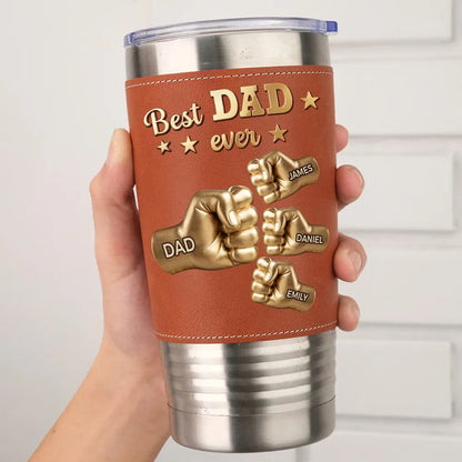 Personalized Custom Gold Best DAD Leather Tumbler