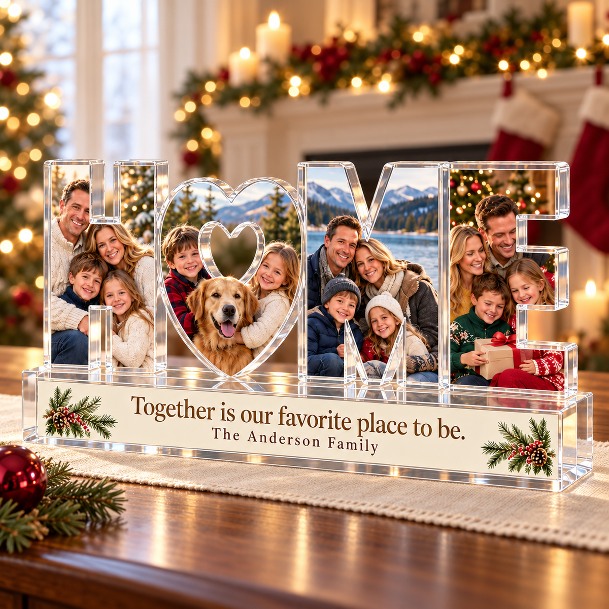 Personalized HOME Family Photo Acrylic Keepsake – Custom Picture Christmas Gift