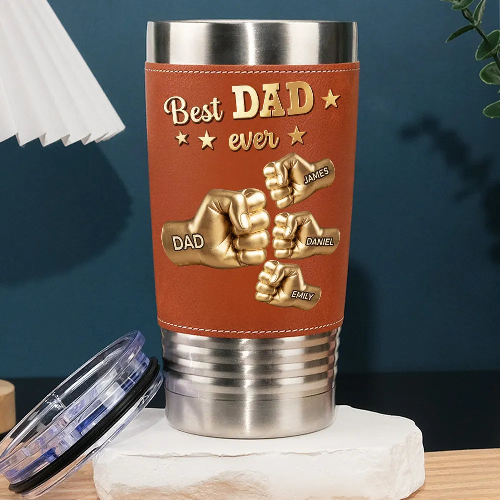 Personalized Custom Gold Best DAD Leather Tumbler