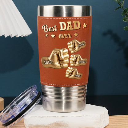 Personalized Custom Gold Best DAD Leather Tumbler