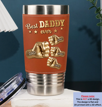 Personalized Custom Gold Best DAD Leather Tumbler