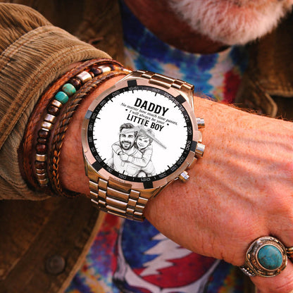 Personalized Photo Pencil Drawing Daddy Father Little Boy Watch