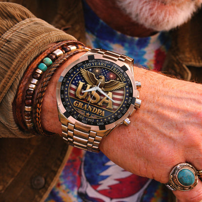 Personalized 250th Independence Day for Grandpa Watch