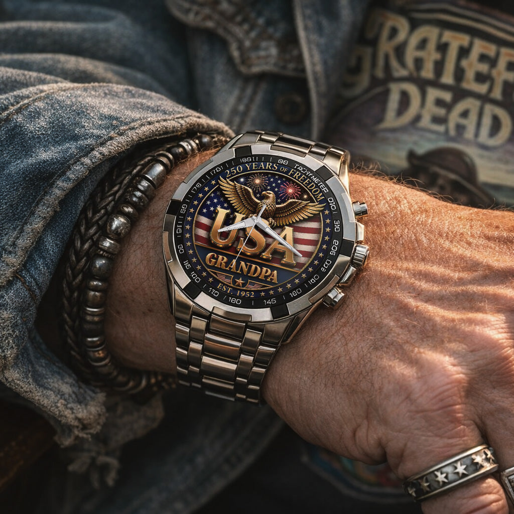 Personalized 250th Independence Day for Grandpa Watch