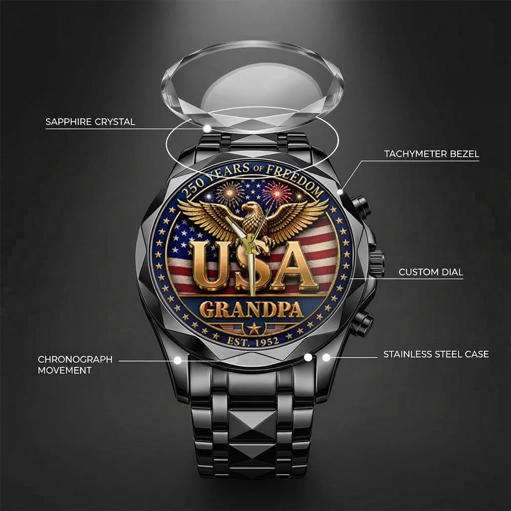 Personalized 250th Independence Day for Grandpa Watch