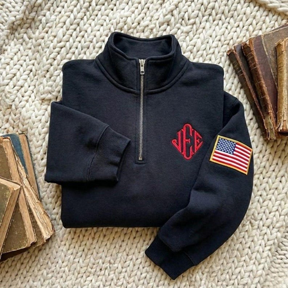 Embroidered J.E.E. Quarter-Zip Sweatshirt, Hoodie Sweatshirt T-Shirt